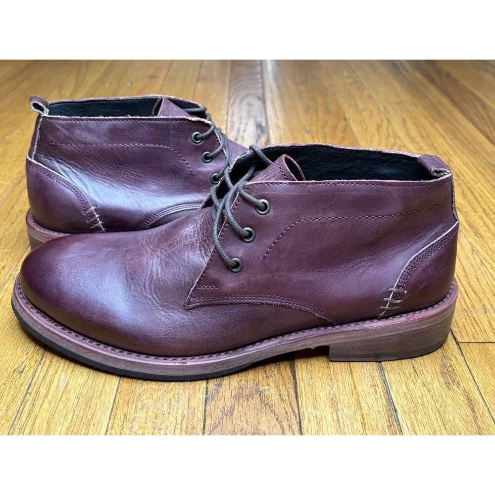 Freebird McCoy Burgundy Wine Leather Western Ankle Boots Men's Size 11 EUC Box